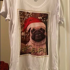 Christmas Pug #Selfie t-Shirt- Size XL